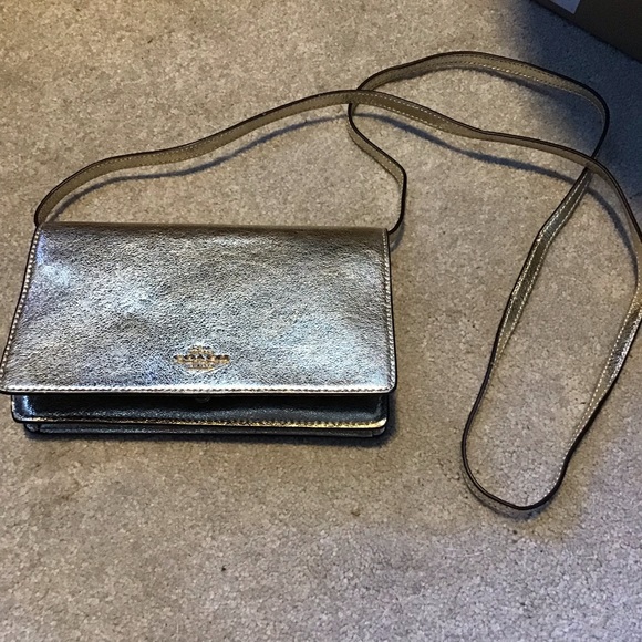 Coach Handbags - Coach Metallic Gold Crossbody Purse NWT
